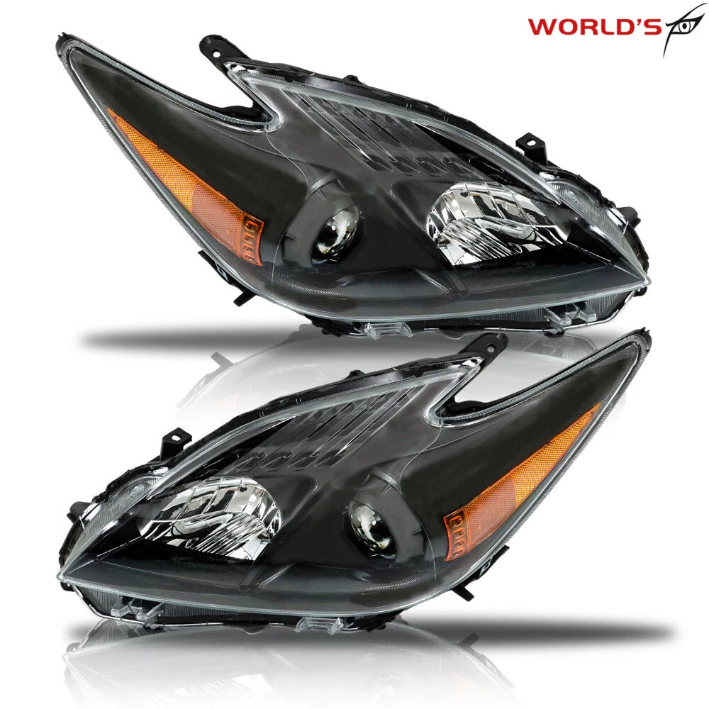 Headlight Assembly for Toyota Prius (2012–2015) Halogen Black Set Pair