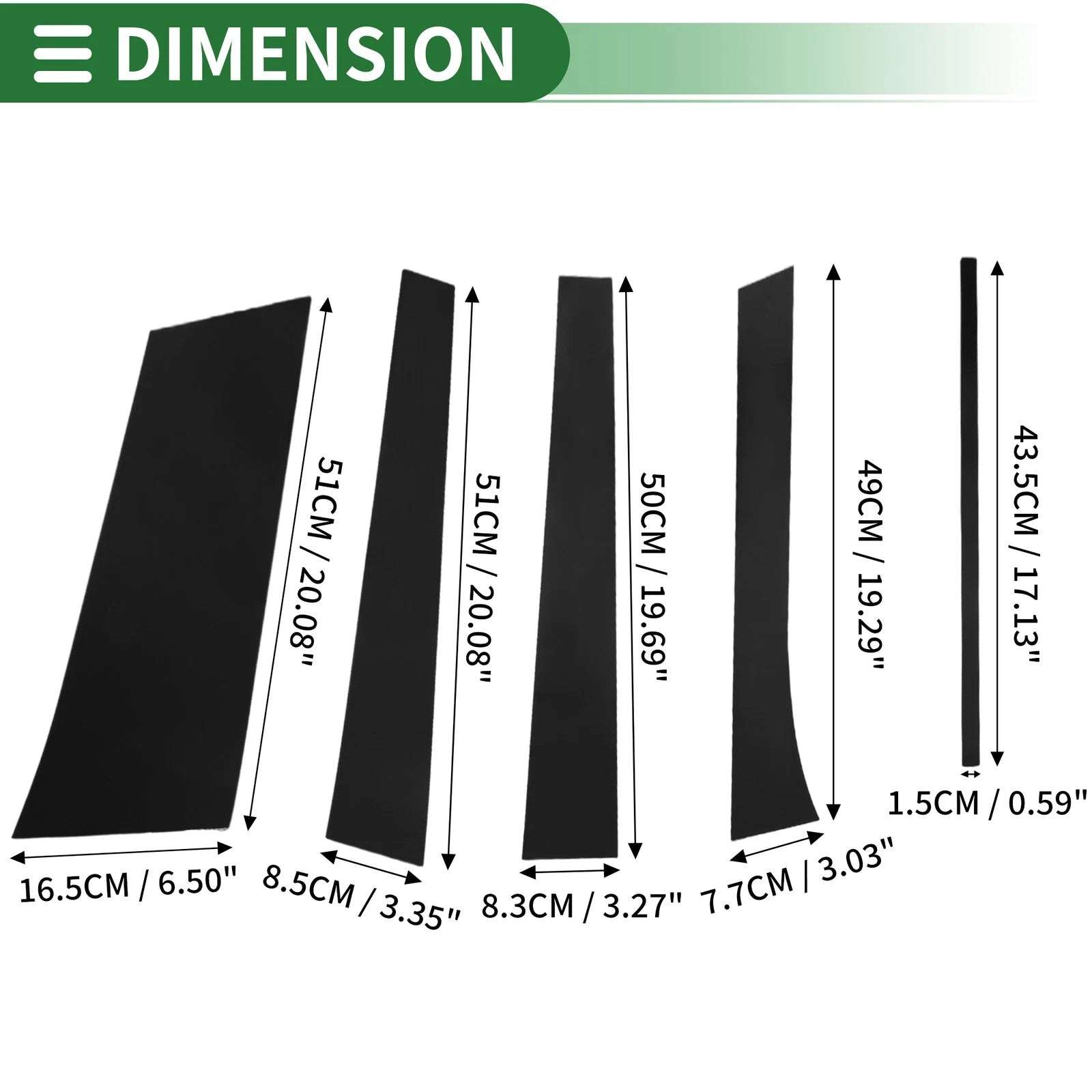 10 Pcs Door Pillar Window Trim for Buick Enclave (2007–2014) Black