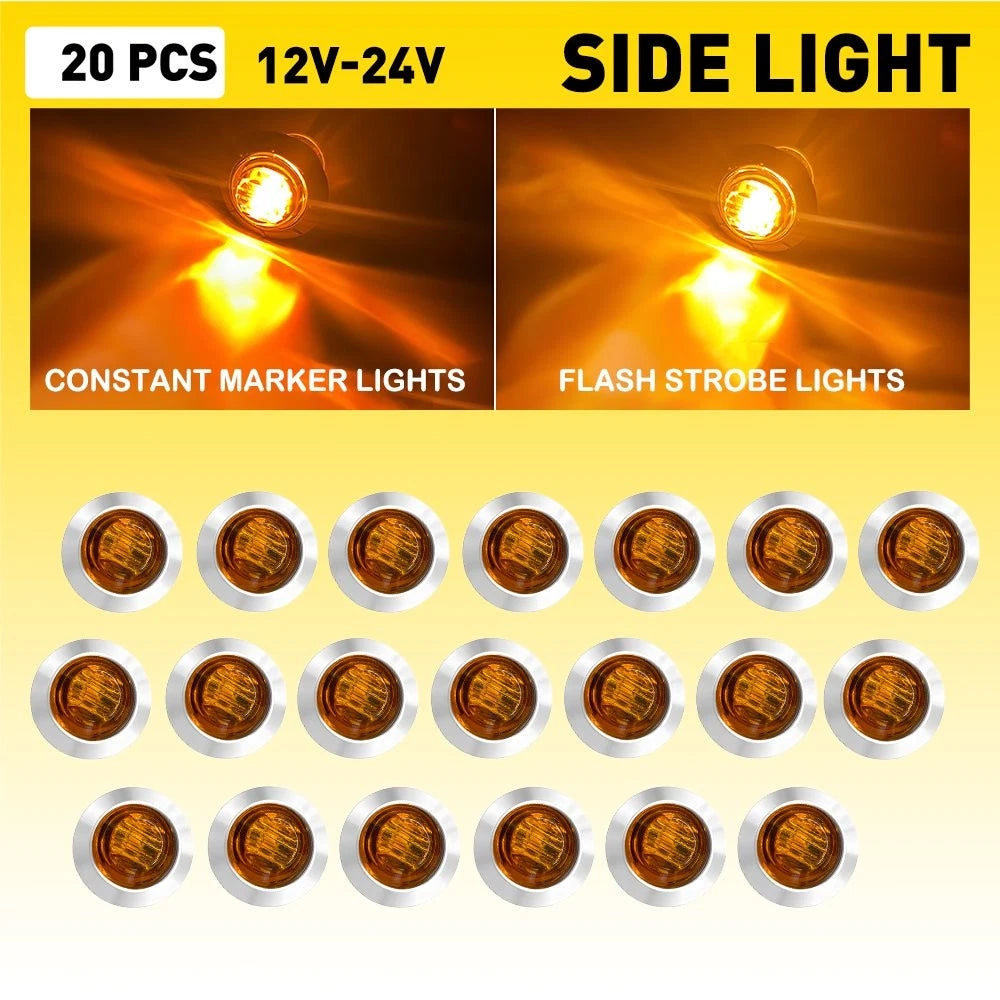 20X 3/4" LED Marker Strobe Light Yellow for F350 F450 F550