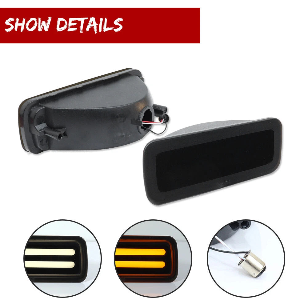 2 Smoke Switchback LED Turn Signal Corner Lights for Chevy Camaro (1985–1992)