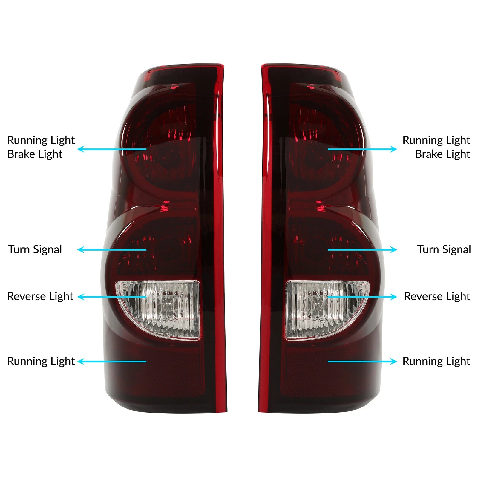 Tail Lights Brake Lamps with Bulbs for Chevy Silverado 1500 2500 3500 HD (2003–2006)