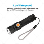 2X USB Rechargeable LED Flashlight Waterproof Torch