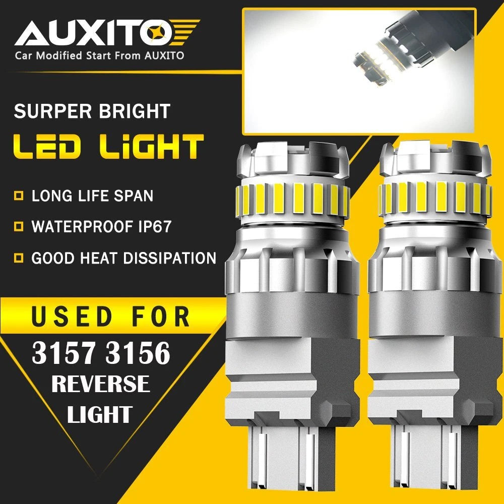 Set of 2 AUXITO 3157 3156 3057 4157 Reverse LED Bulbs 6500K White