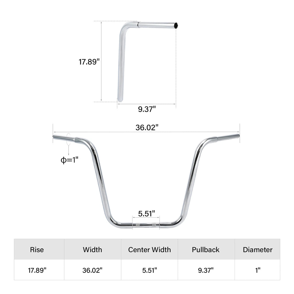 18" Rise Ape Hanger 1 1/4" Handlebar for Harley FLST FXST Sportster