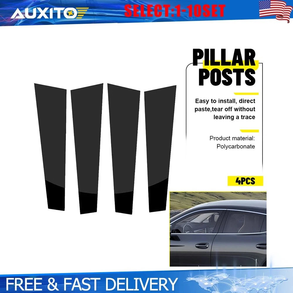 Gloss Black Door Pillar Covers for Porsche Panamera (2009–2014) 4-40X
