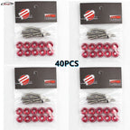 40PCS Red Billet Aluminum Fender Bumper Washer Bolt Kit for JDM Vehicles