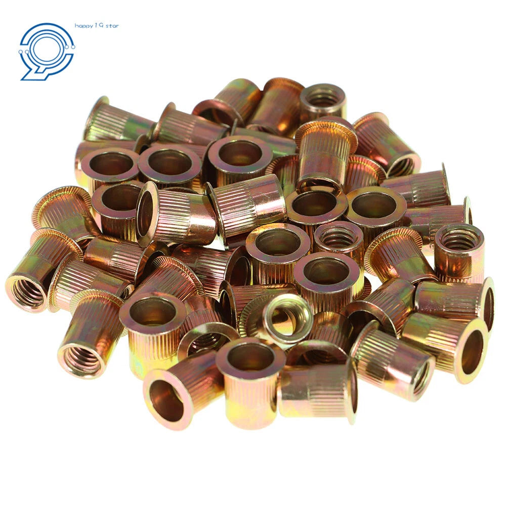 50Pcs Rivet Nut Kit for Universal Applications (3/8-16) Carbon Steel Zinc Plated