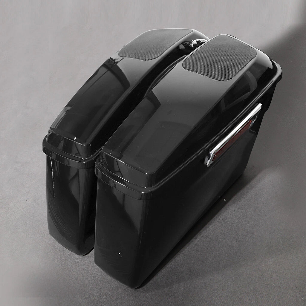 Vivid Black Hard Saddlebags with 6x9" Speaker Lid for Harley Touring (2014–2023)