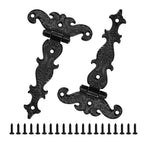 Set of 4 Black T-Strap Hinges for Cabinet Door Jewelry Box