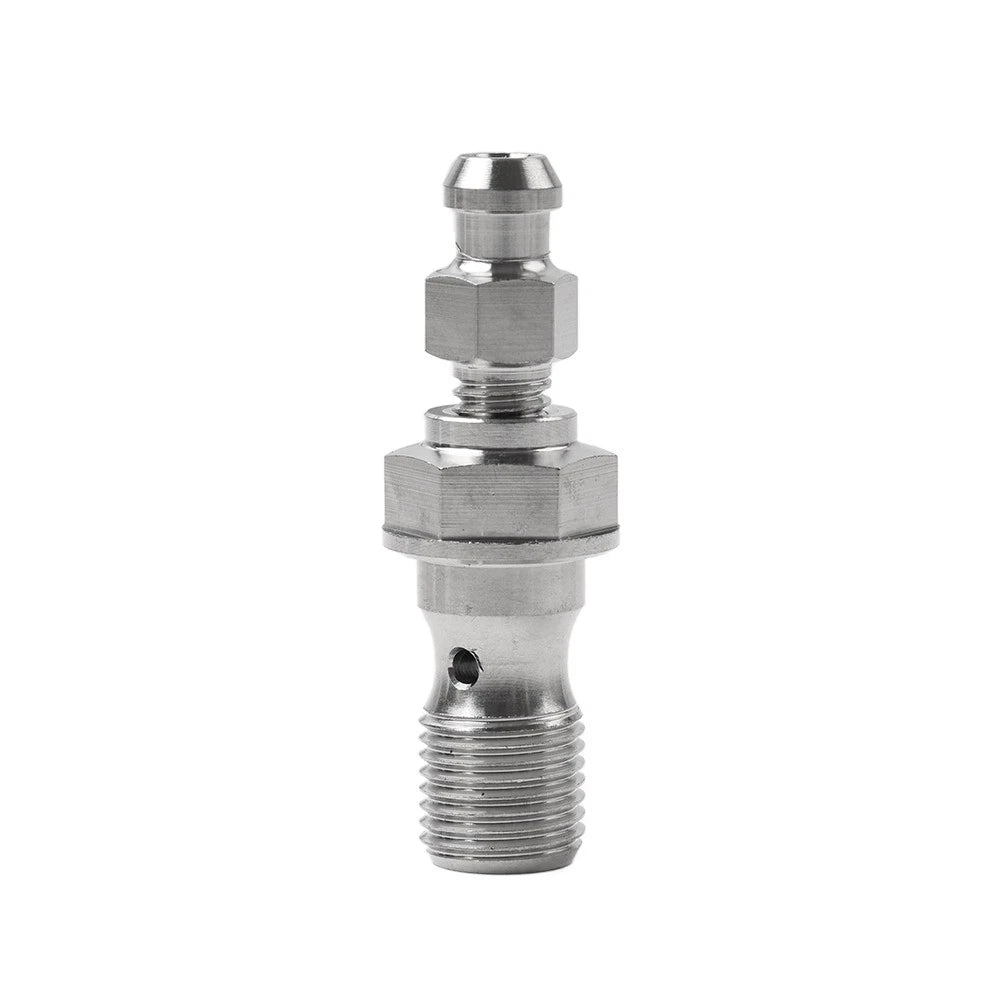 M10x1.0 Titanium Banjo Bolt with Bleed Valve for Motor Brake Caliper Sil