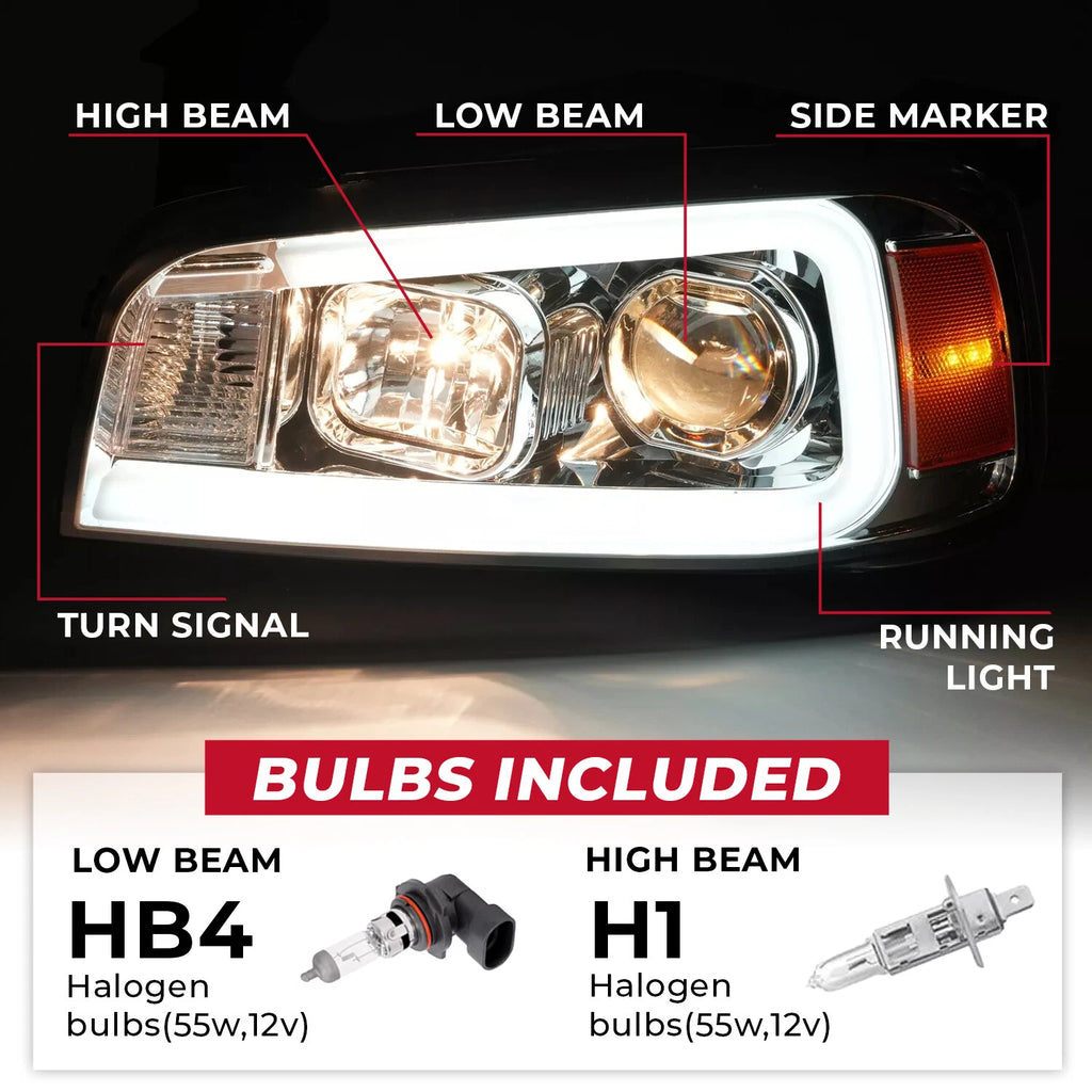 Chrome LED Tube Projector Headlights for Dodge Charger (2006-2010)