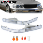 Chrome Front Bumper Signal Lights LH & RH W/Bulbs for Lexus LS400 (1990–1994)