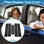 Set of 6 Door Pillar Window Trim for Ford Ranger (2023–2024) Black