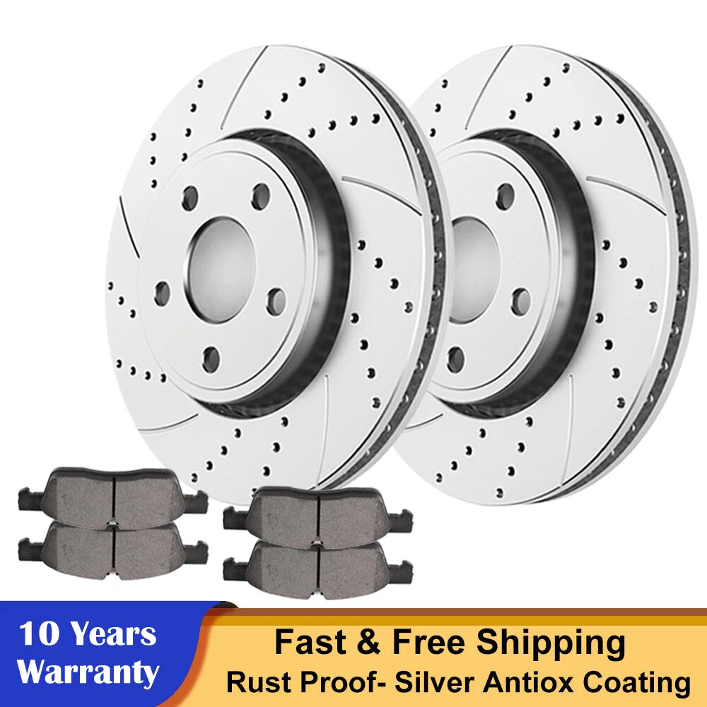 Front Drilled Rotors & Brake Pads for Jeep Grand Cherokee, Dodge Durango (2011–2018)