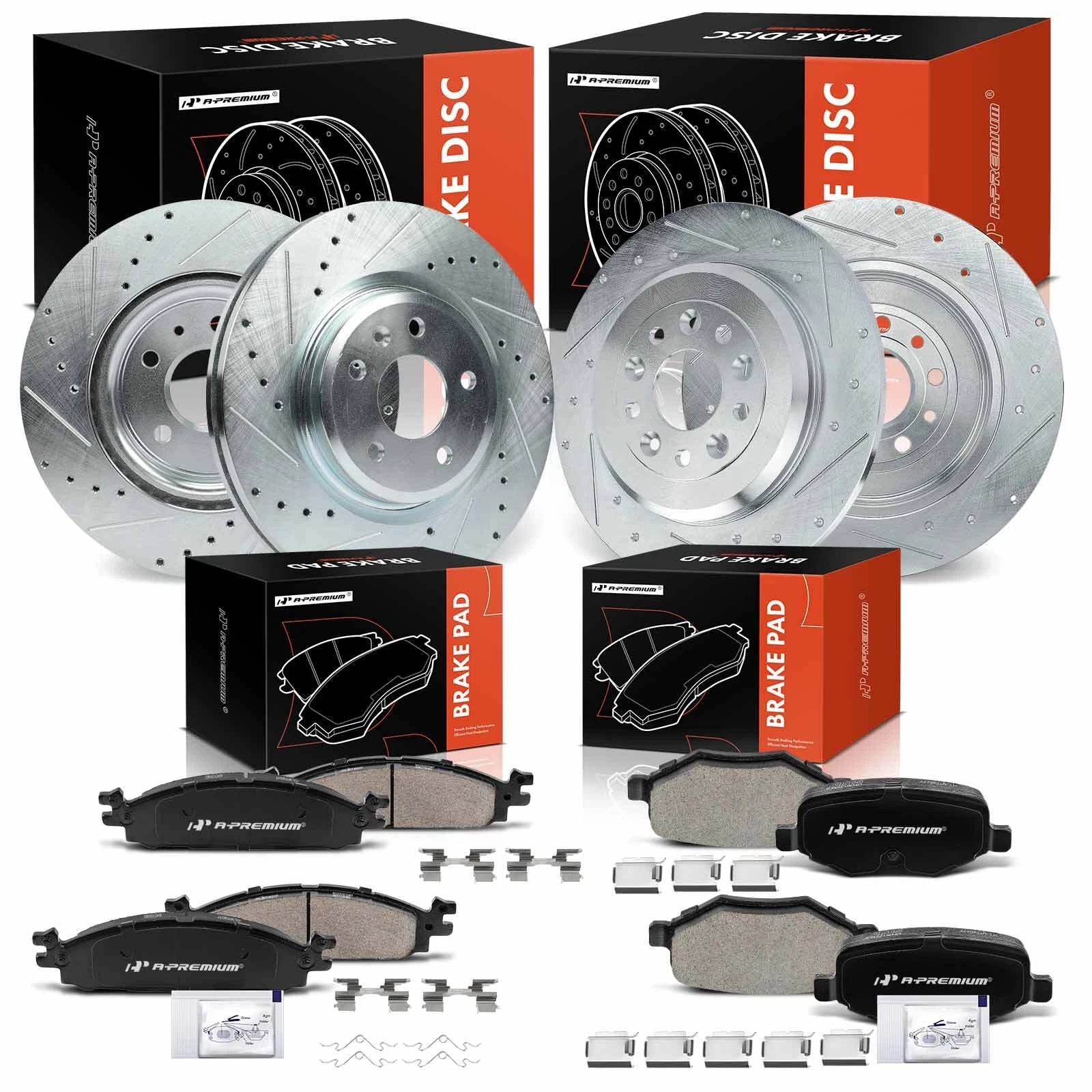 Set of 4 Drilled Brake Rotors & Ceramic Pads for Ford Explorer Taurus 
