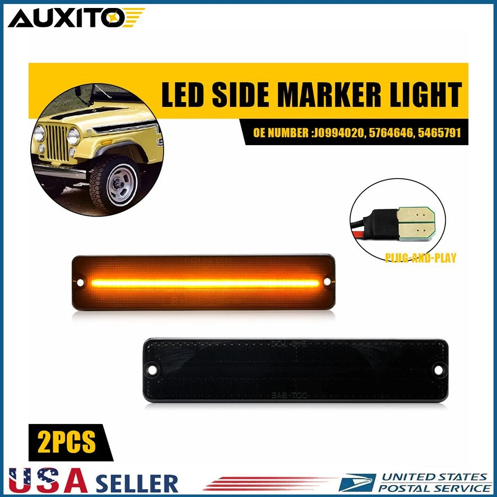 Front Corner Amber LED Side Marker Light for Jeep Cherokee CJ5/CJ6/CJ7/J10/J20 (1972–1986)