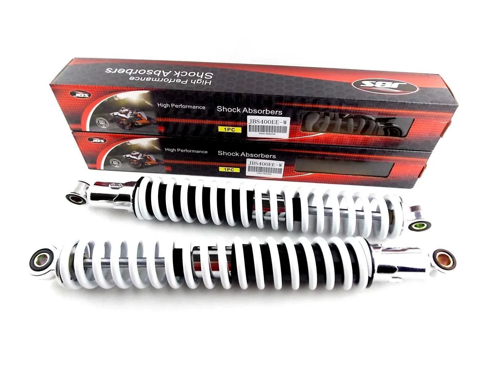 400mm White/Chrome Rear Shock Absorbers for Suzuki RM400