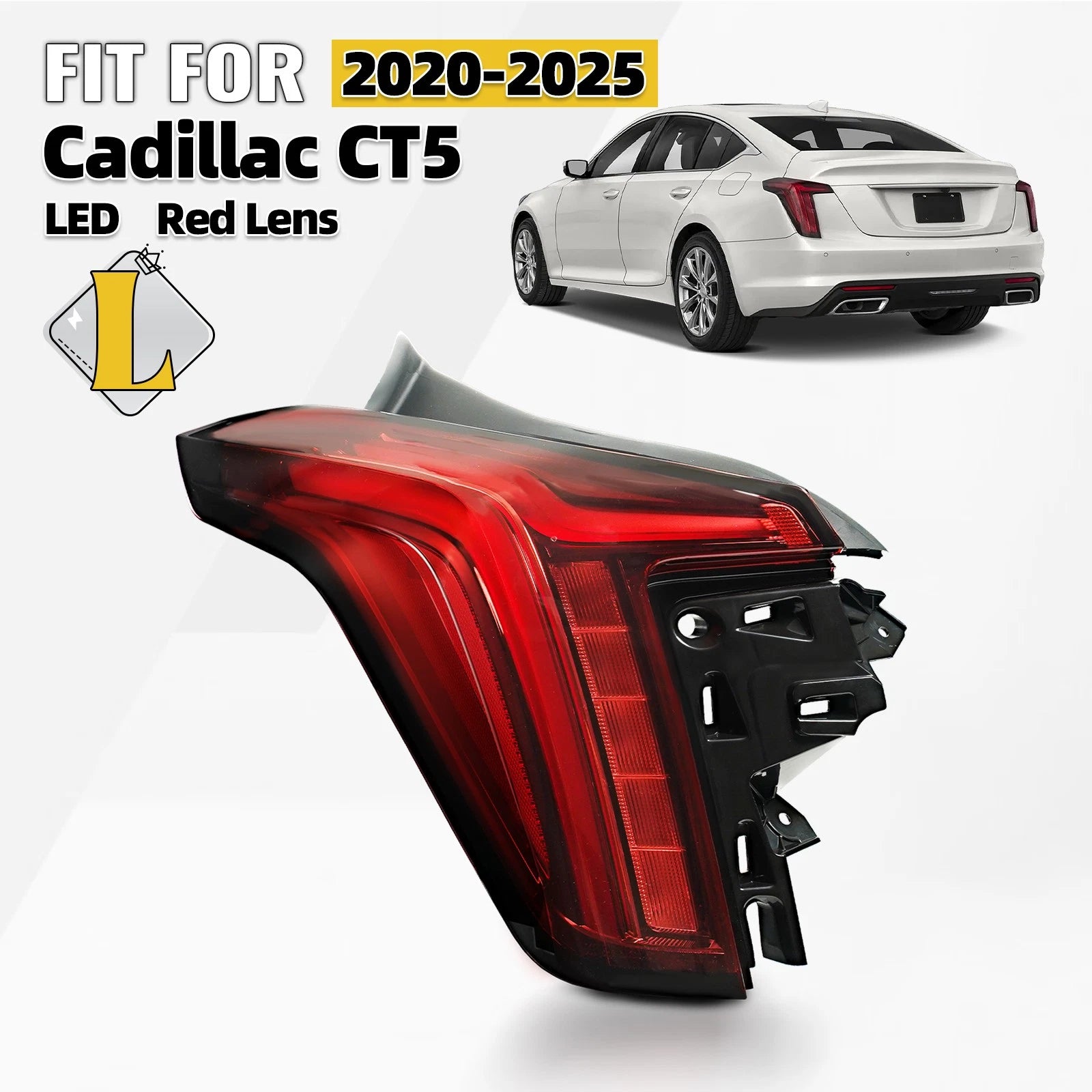LED Tail Light for Cadillac CT5 (2020–2025) - Left Driver, Red Lens