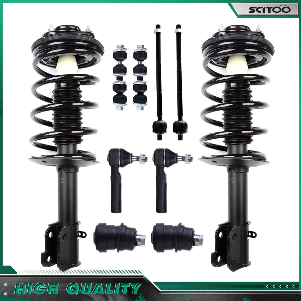 Set of 10 Front Quick Strut, Tie Rod, Ball Joint, Sway Bar for Dodge Neon (2000–2005)