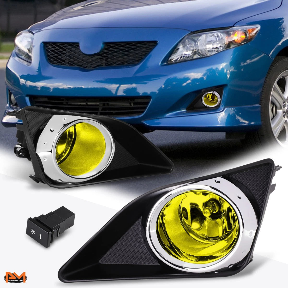 Front Bumper Fog Lights with Chrome Bezel for Toyota Corolla (2009–2010)