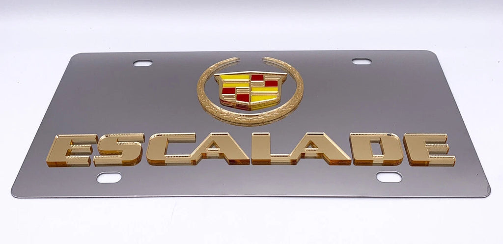 Licensed Emblem Mirror License Plate 3D Gold for Cadillac Escalade (2015–2020)
