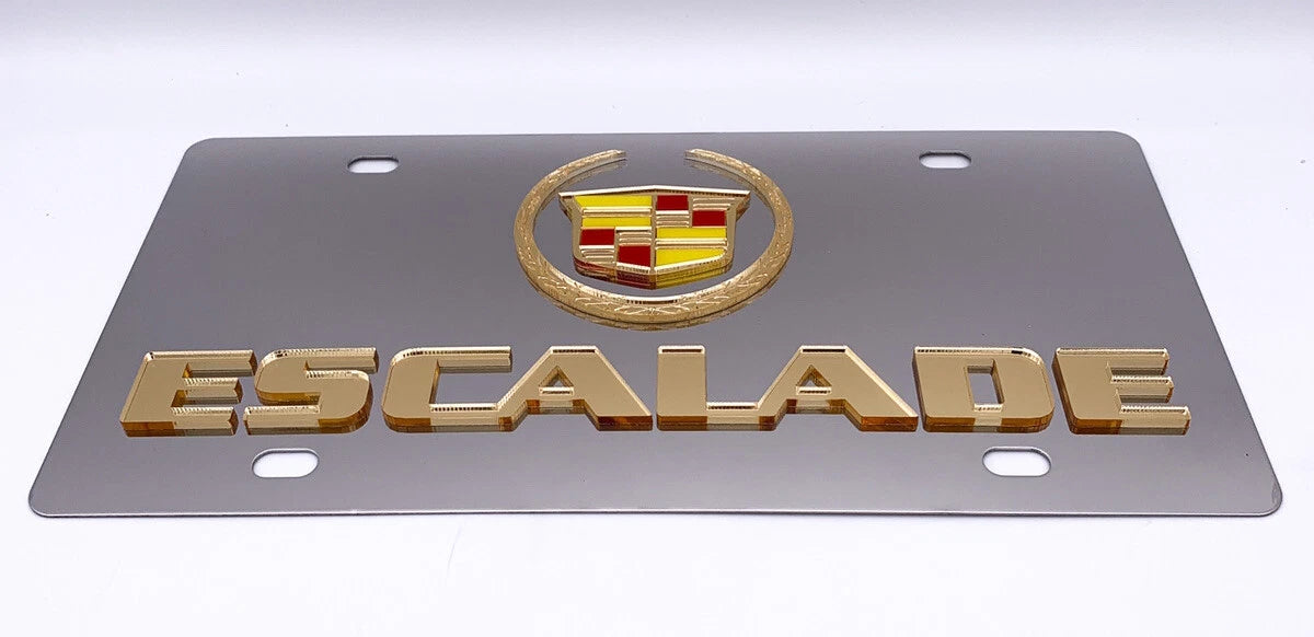 Licensed Emblem Mirror License Plate 3D Gold for Cadillac Escalade (2015–2020)