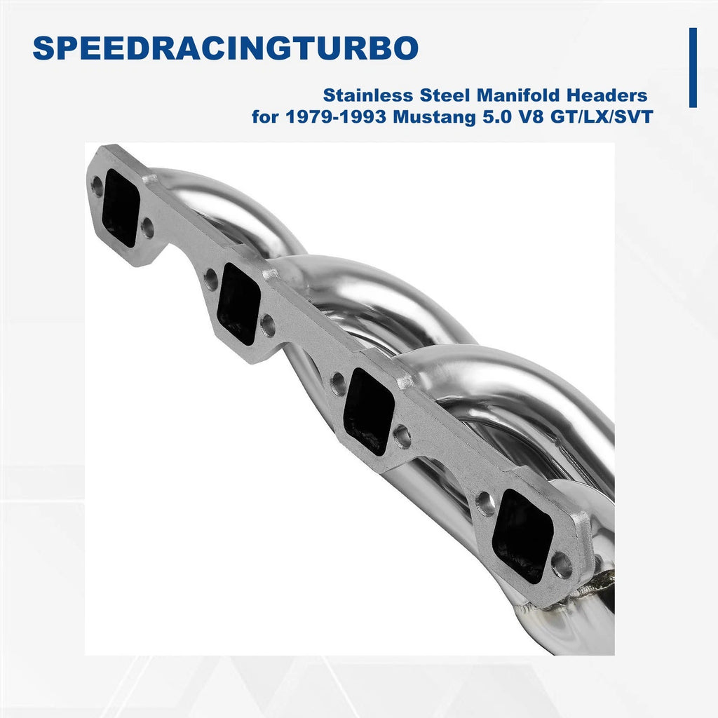 Stainless Racing Exhaust Manifold Header for Ford Mustang 5.0 302 V8 (1982–1993)