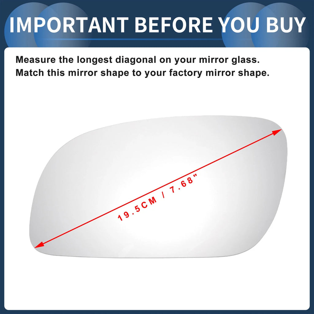 Left Side Heated White Mirror Glass for Volkswagen Touran (2003–2010)