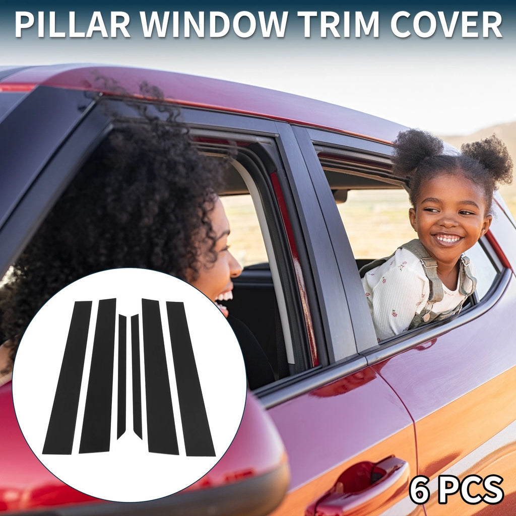 6 Pcs Door Pillar Window Trim for Toyota Prius (2005–2009) Black