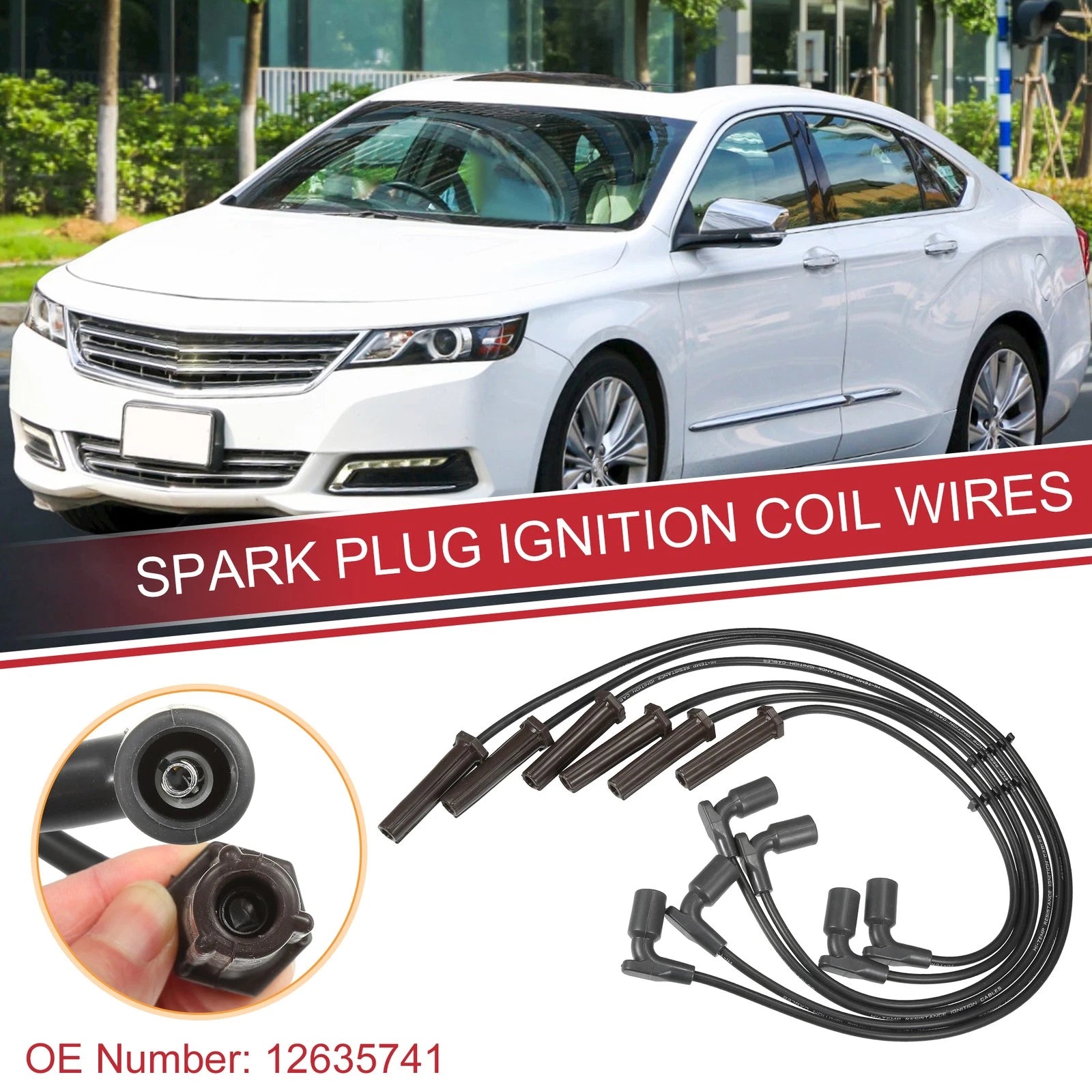 6X Spark Plug Wire Ignition Coil Cable No.12635741 for Buick Lucerne (2006–2011)