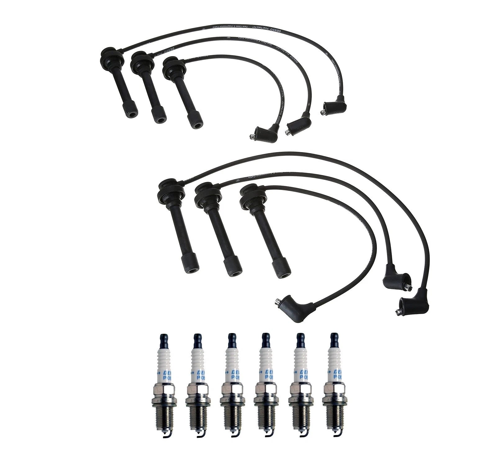 Denso 7mm Wire Set & 6 Double Platinum Spark Plugs for Mitsubishi Dodge