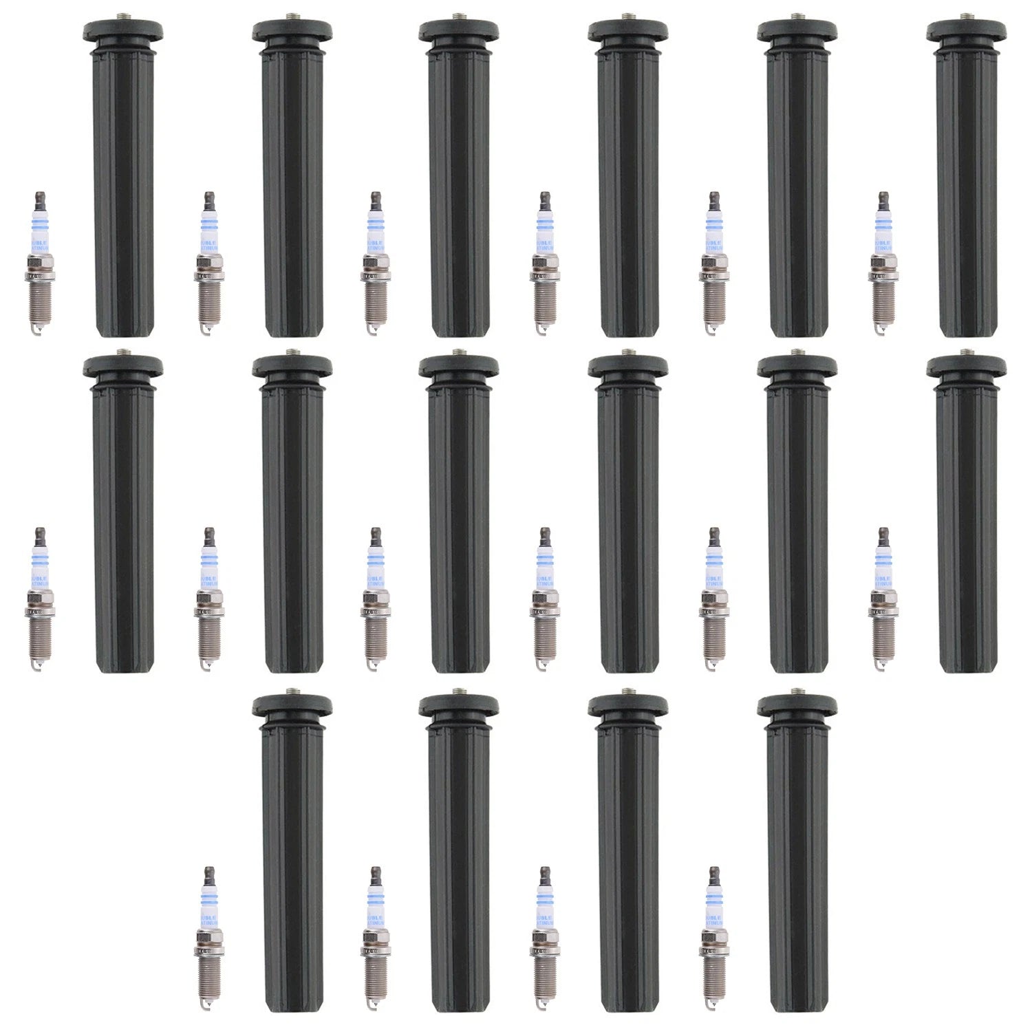 Set of 16 Double Platinum Spark Plugs & Ignition Coil Boot Kit for Ram 1500 V8