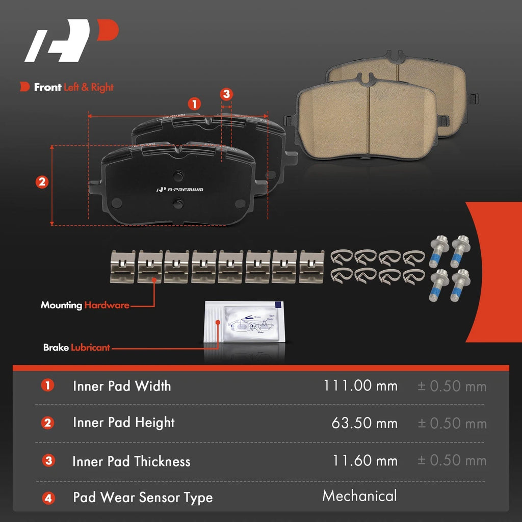Set of 4 Front Ceramic Brake Pads for Mercedes-Benz CLA250 (2014–2019)
