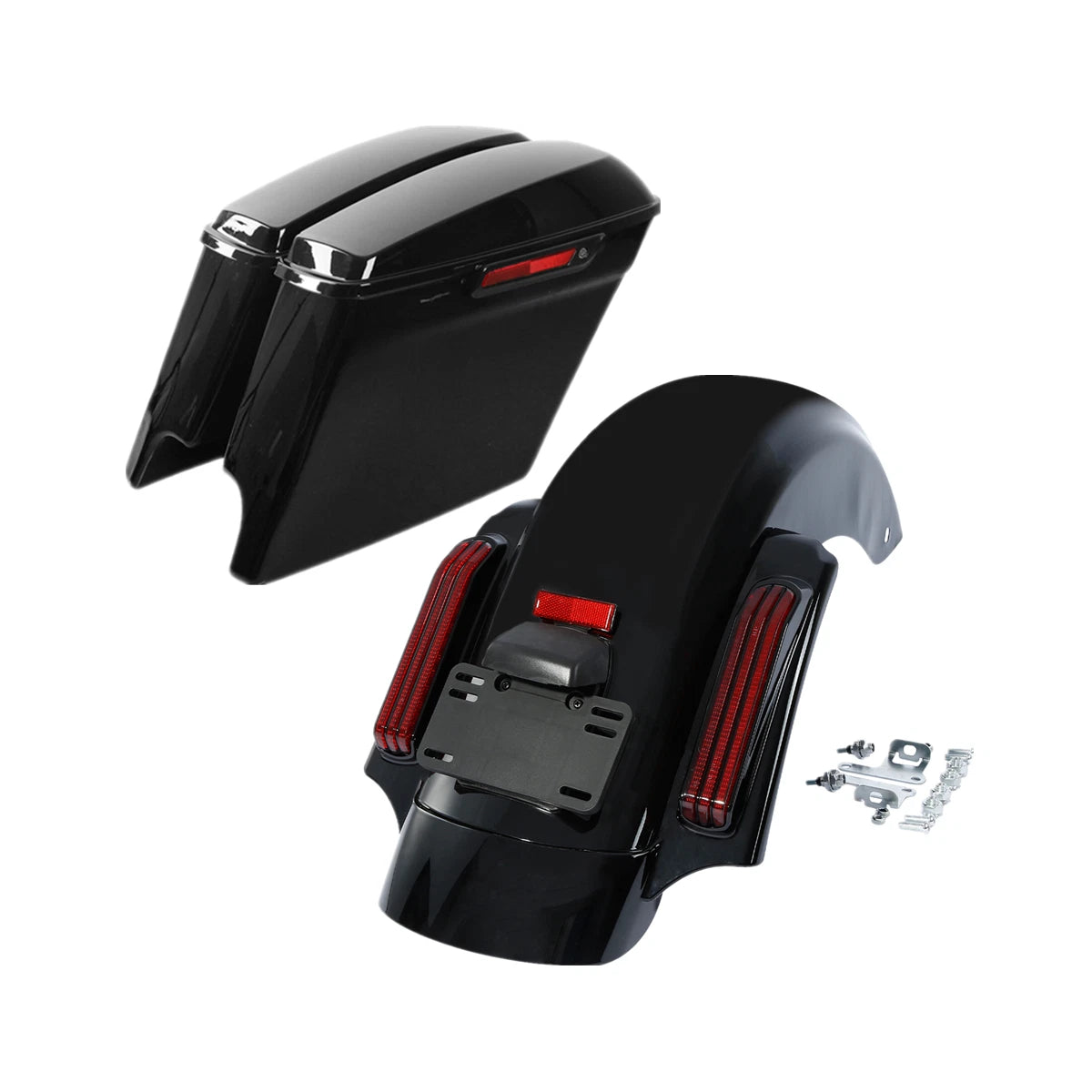 5" Stretched Hard Saddlebags with Rear Fender LED Light for Harley Touring (2014–2024)