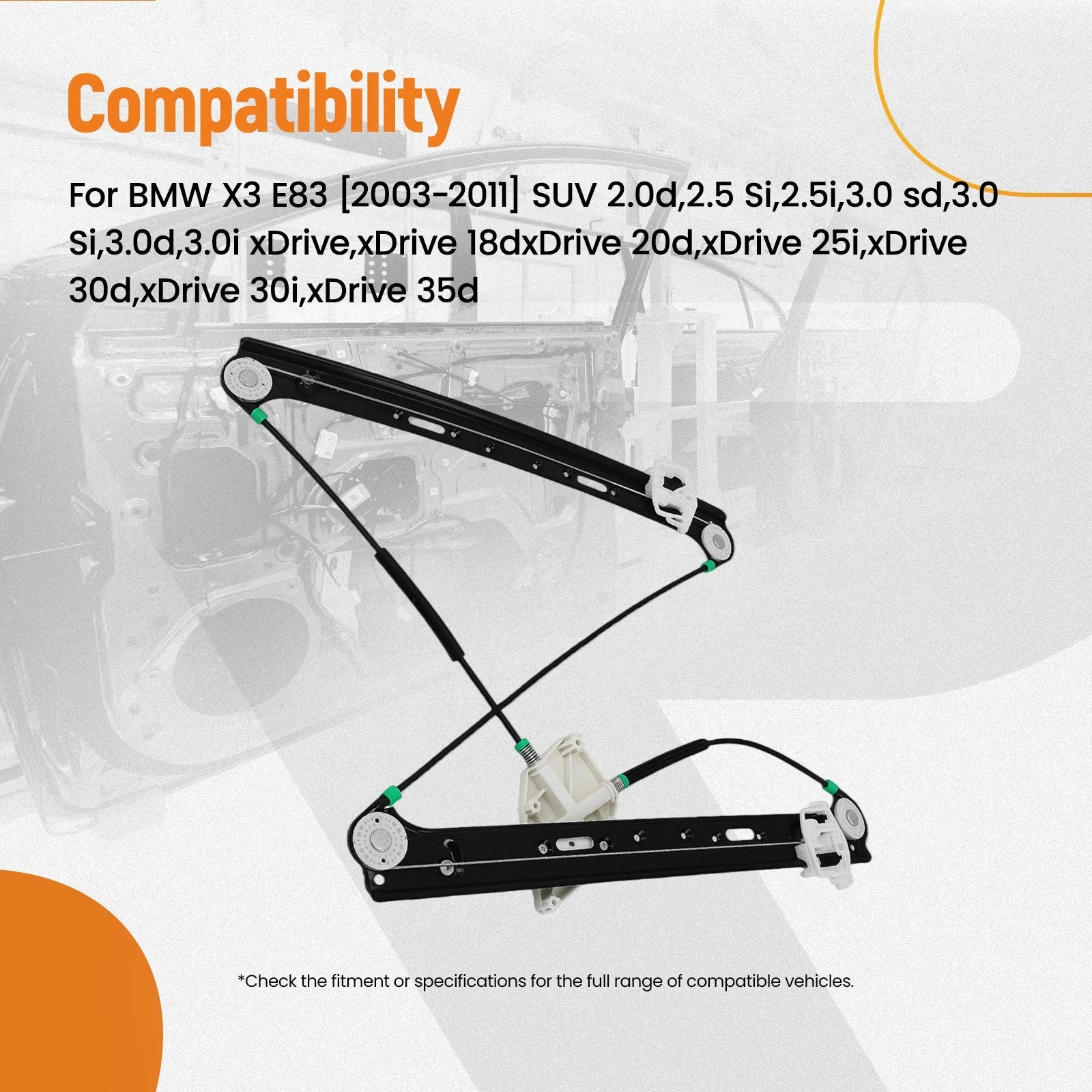 Front Left Window Regulator for BMW X3 E83 (2003–2011) Electric 5133340211