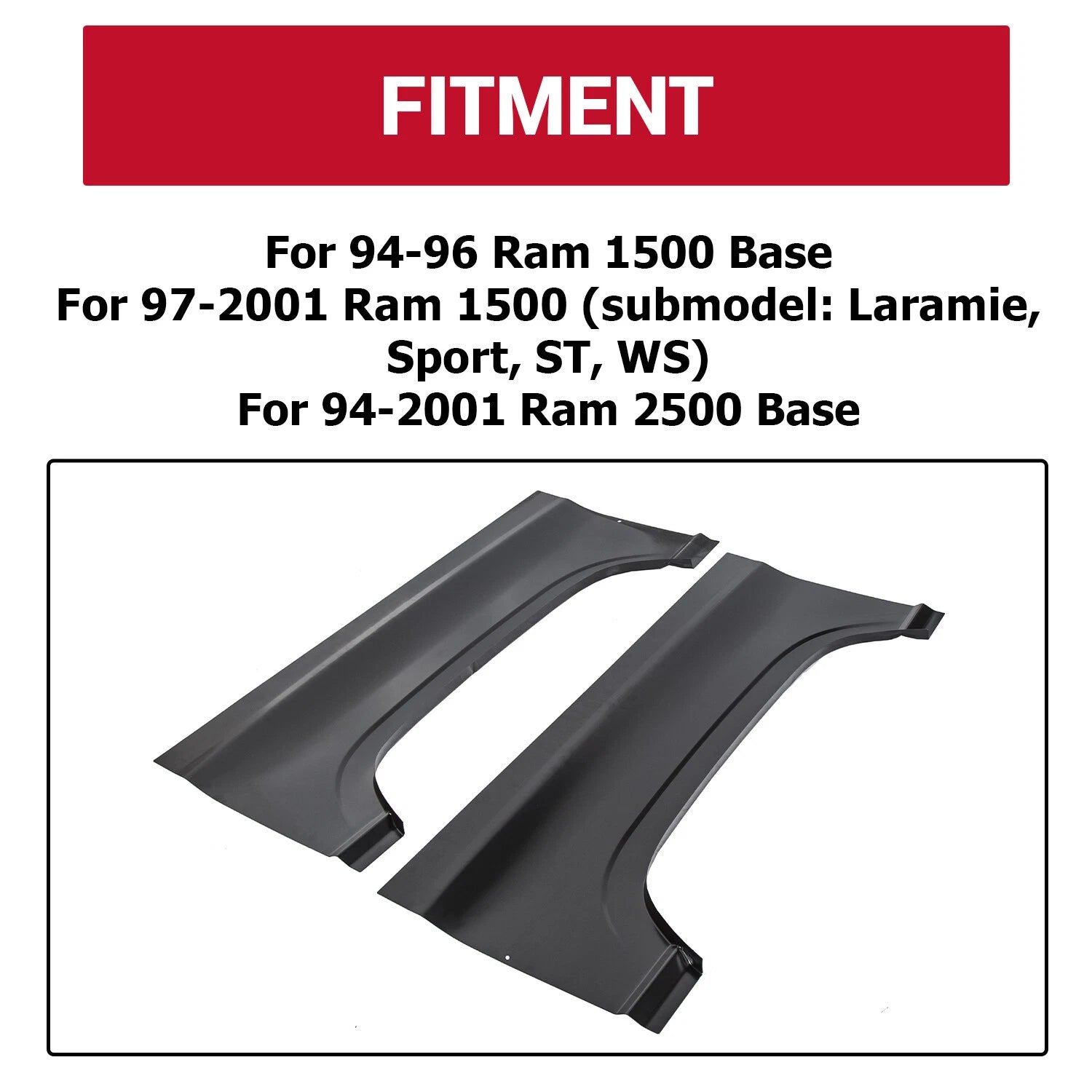Pair Wheel Arch Repair Panels for Dodge Ram Truck (1994-2001)