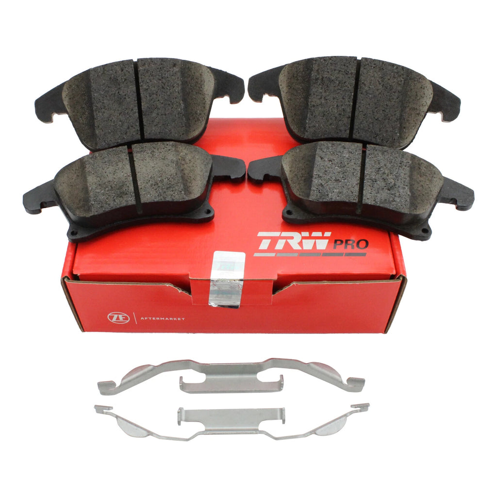 Set of 4 TRW Pro Ceramic Slotted Brake Pads w/ Clips for Ford Fusion Lincoln MKZ (2013–2020)