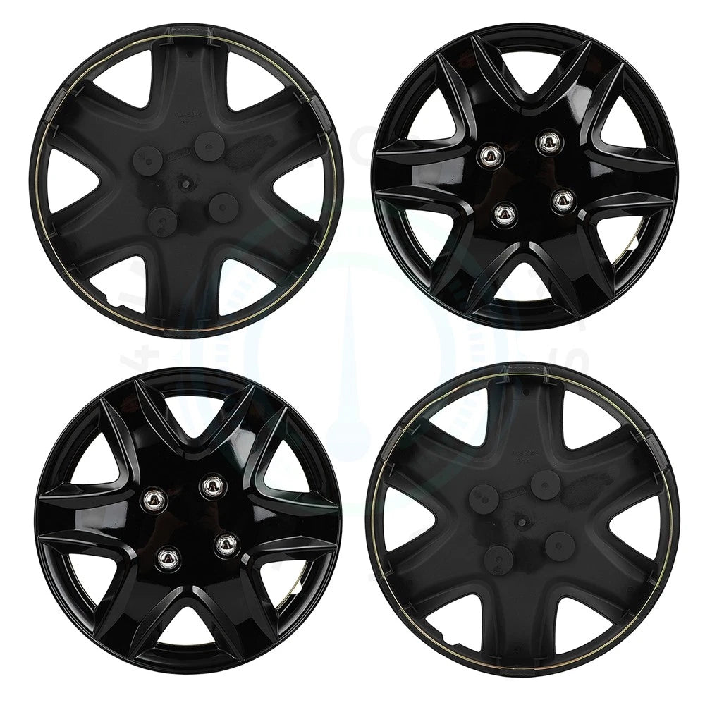 Set of 4 Black 14" Wheel Hub Caps for R14 Tires (Fits 4 Lug)
