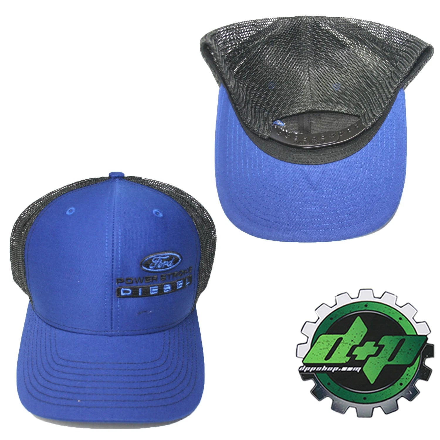 Ford Powerstroke Hat Blue Black Mesh Snapback Cap