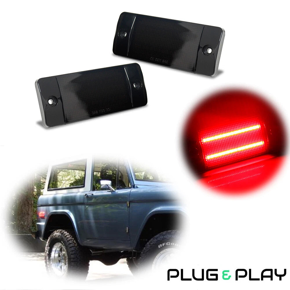 Smoked Lens Red LED Rear Side Marker Lights for Ford Bronco (1970–1977)