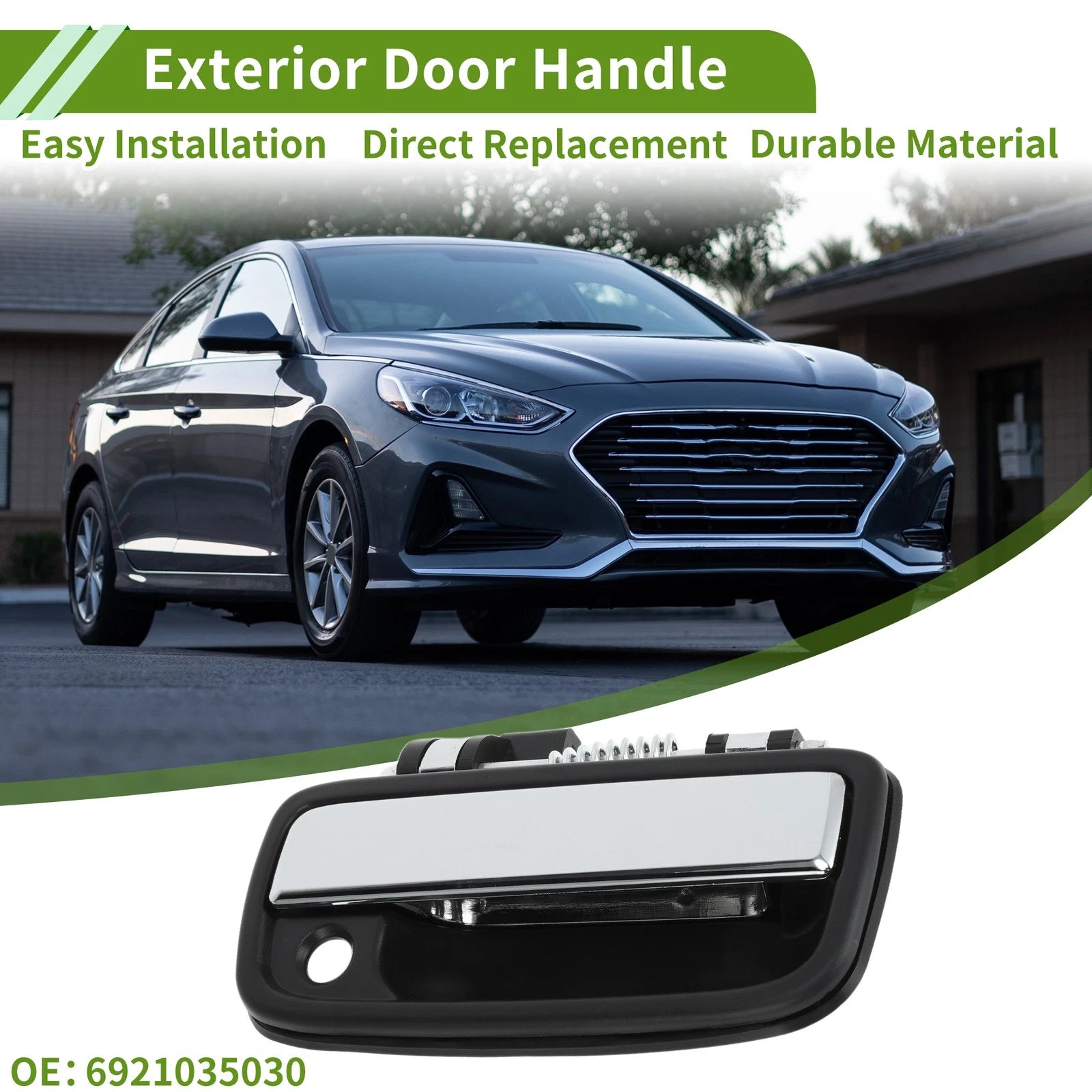 Exterior Door Handle for Toyota (No.6921035030) Black Silver Tone Front Right