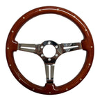 Chrome 6-Hole Steering Wheel 3-Spoke for Universal Fit (14 Inch)