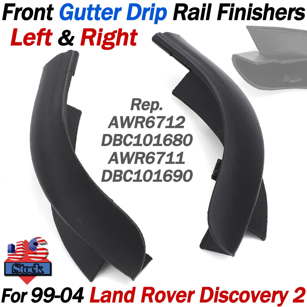 Set of 2 Front Gutter Drip Rail Finishers for Land Rover Discovery 2 (1999–2004)