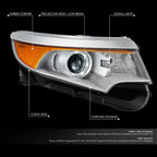 OE Style Chrome Amber Projector Headlight for Ford Edge (2011–2014)