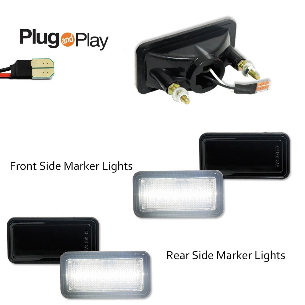 Set of 4 Smoked White LED Side Marker Lights for Camaro Impala Nova (1968–1969)