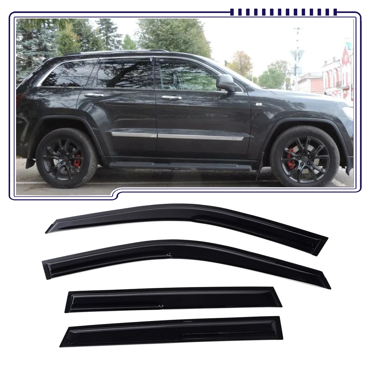 Set of 4 Window Visors for Jeep Grand Cherokee (2011–2021)
