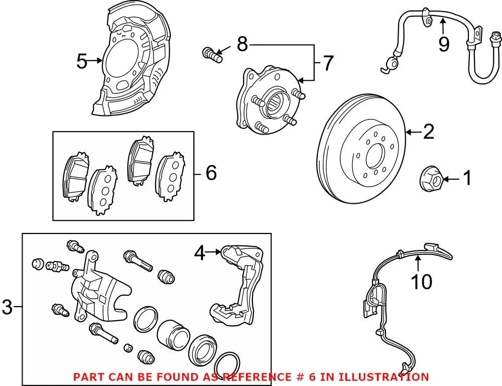 Set of 4 Front Disc Brake Pads for Lexus H250h (2010–2012) 04465-42200