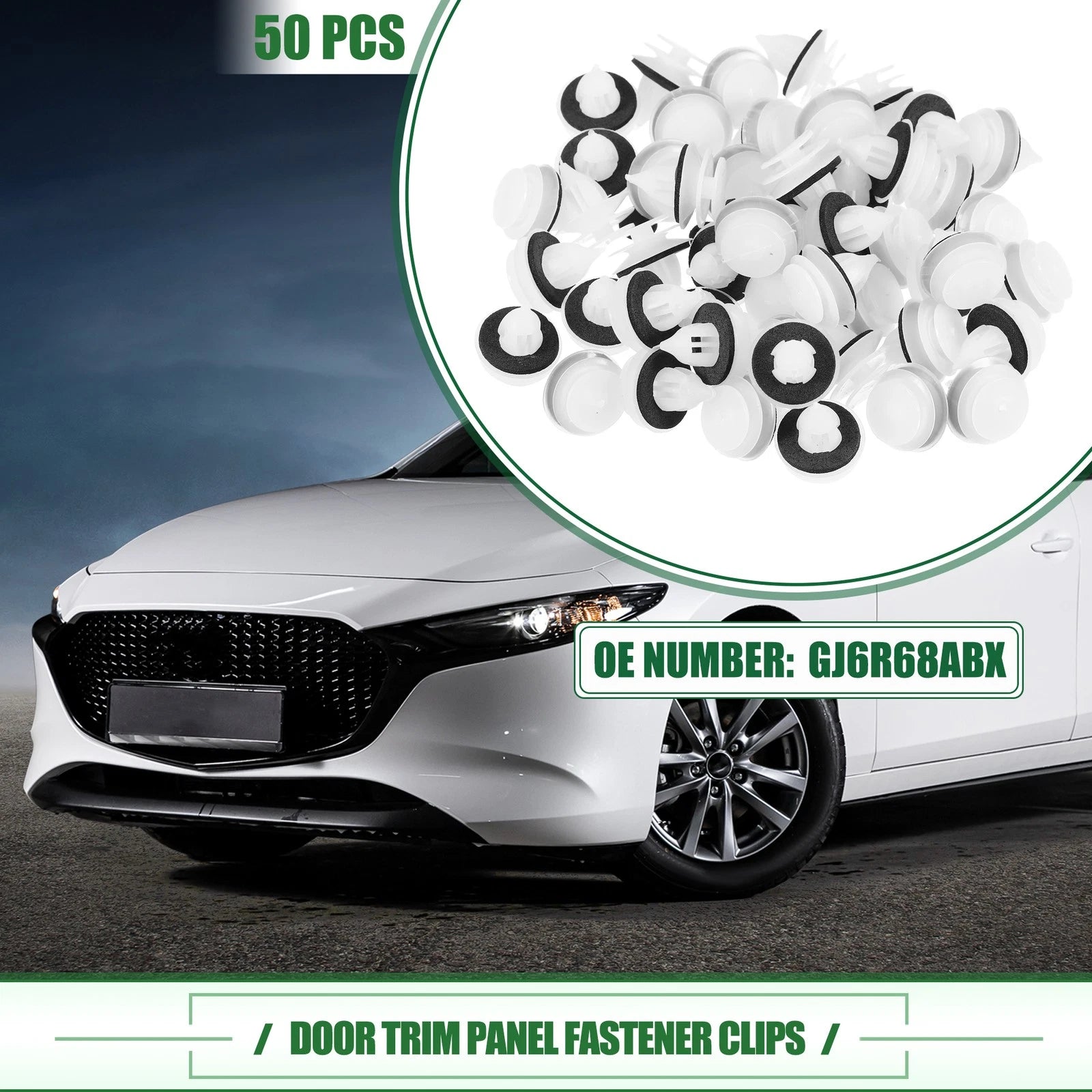 50 Pcs Door Trim Panel Clips Fastener Rivet for Mazda 3 (2004–2009) No.GJ6R68ABX