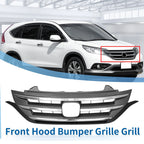 Front Upper Bumper Grille for Honda CR-V (2012–2014) Chrome Silver Tone