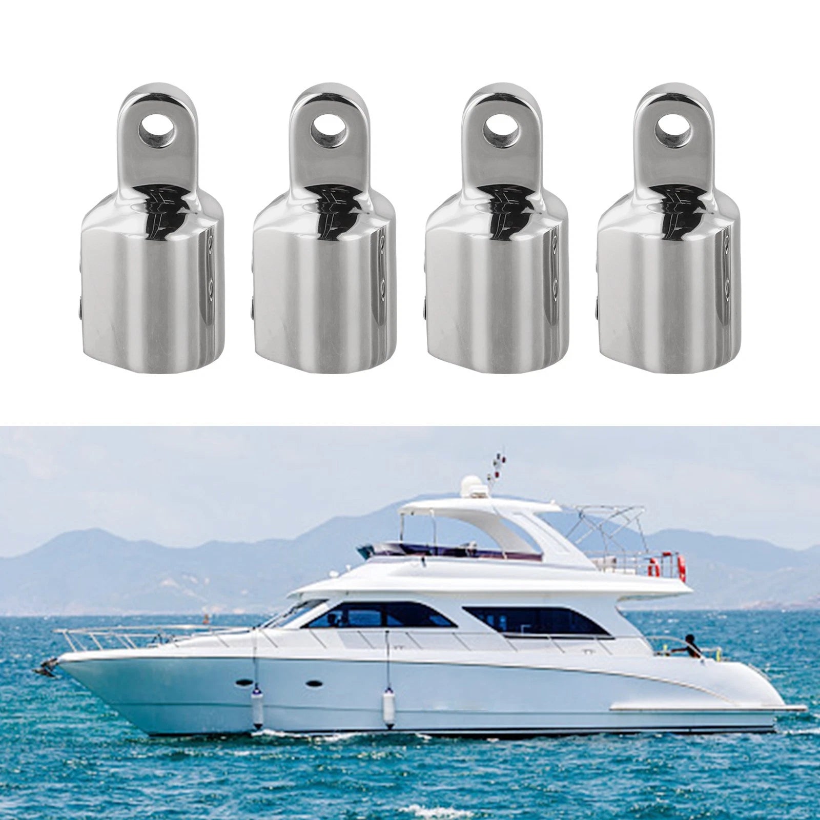 Bimini Top Cap Hardware for Fishing and Bass Boats (Stainless Steel)